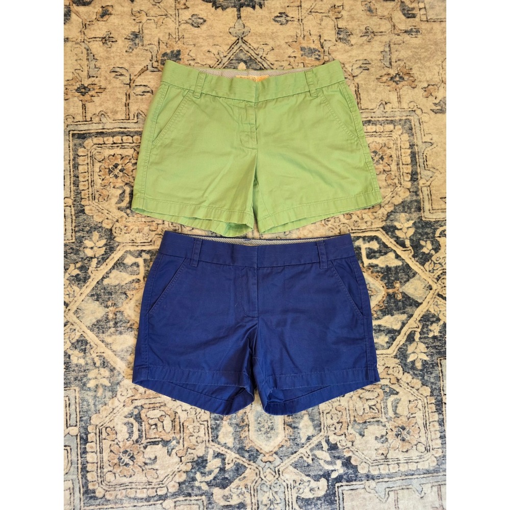 J. Crew Women's Size 4 Chino Green and Blue 100% Cotton‎ Shorts Bundle